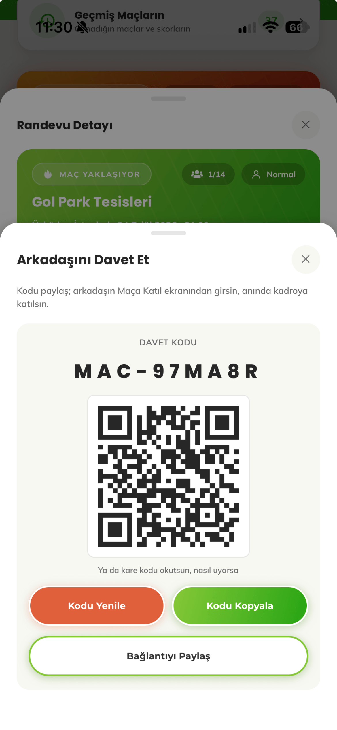 Randevu detayında kadro listesi ve davet paneli