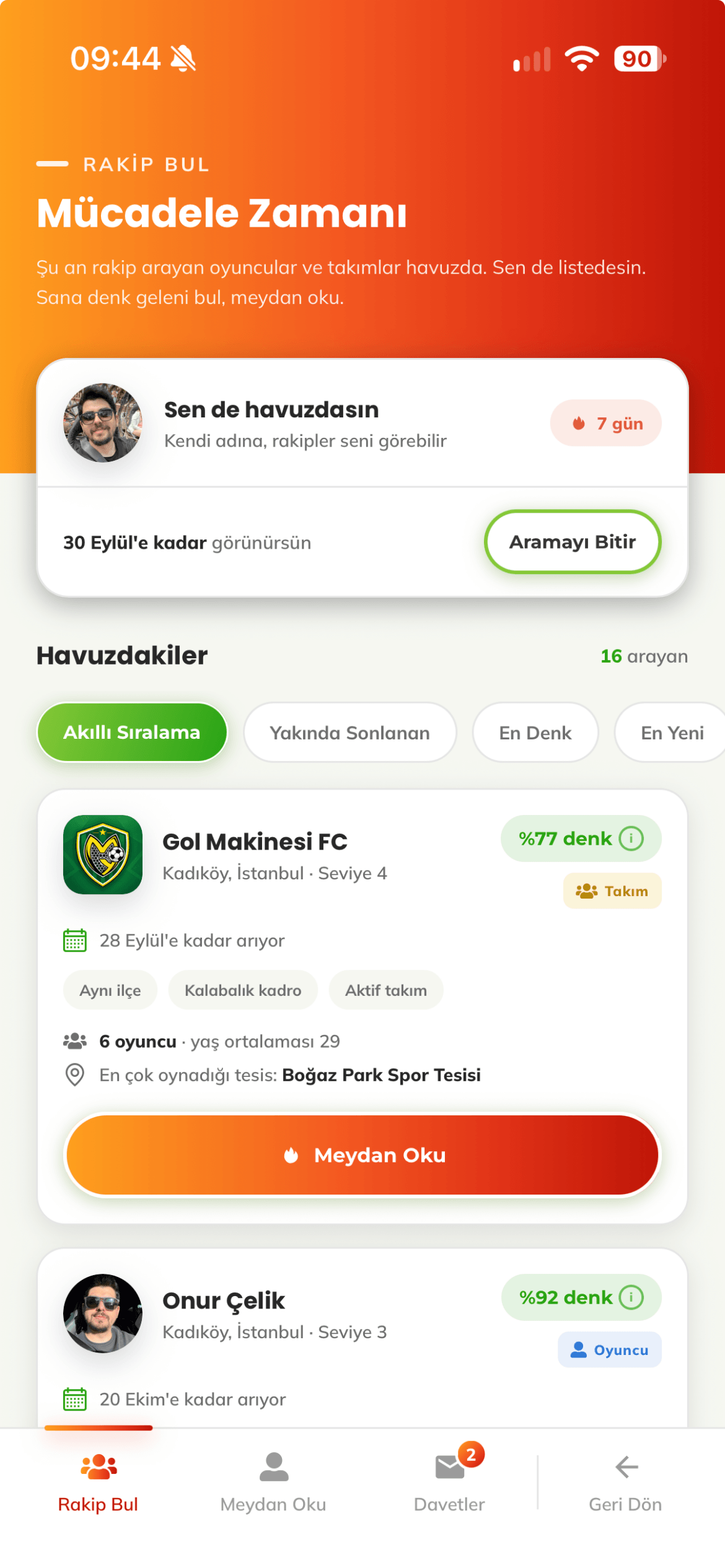 Rakip havuzu: takımlar sana ne kadar denk olduklarıyla sıralı